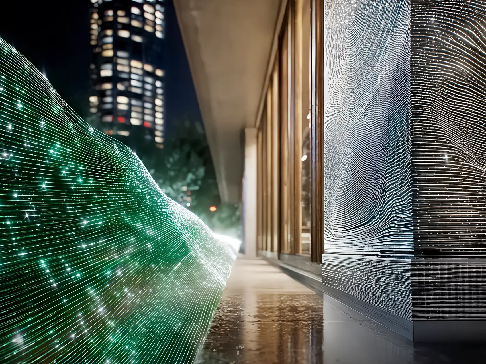 Immagine concettuale con scia luminosa verde dedicata alla protezione dei dati